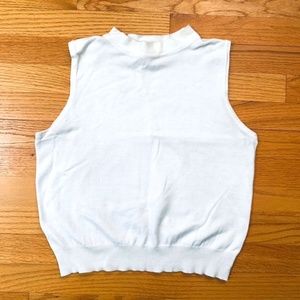 White mock neck knit cropped top